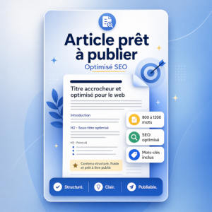 Article IA prêt à publier optimisé SEO avec structure complète, mots-clés intégrés et contenu web directement utilisable