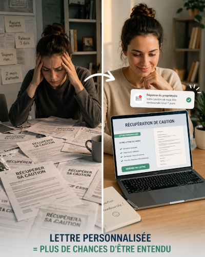 comparaison entre modèle générique inefficace et lettre personnalisée pour récupérer sa caution face à un propriétaire qui ne rend pas caution